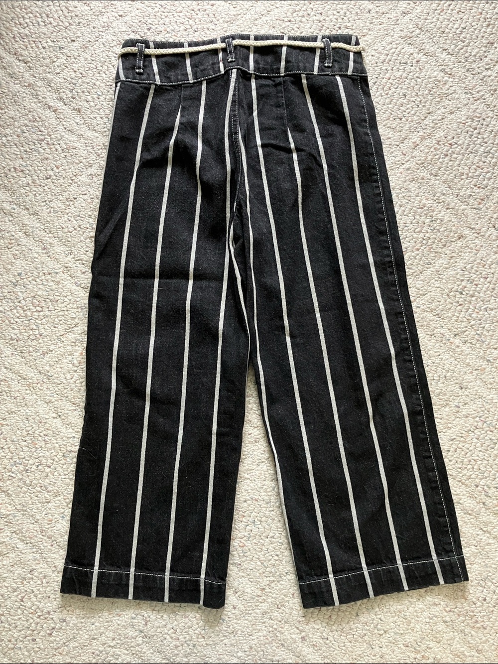 BDG Striped Wide Leg Cropped Denim Jeans Grunge Whimsigoth Black High Rise 27 - Picture 6 of 6